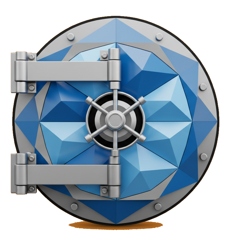 A secure vault door icon